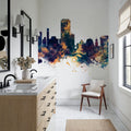 Wellington New Zealand Skyline Blue & Bronze Mural Wallpaper - room preview 06