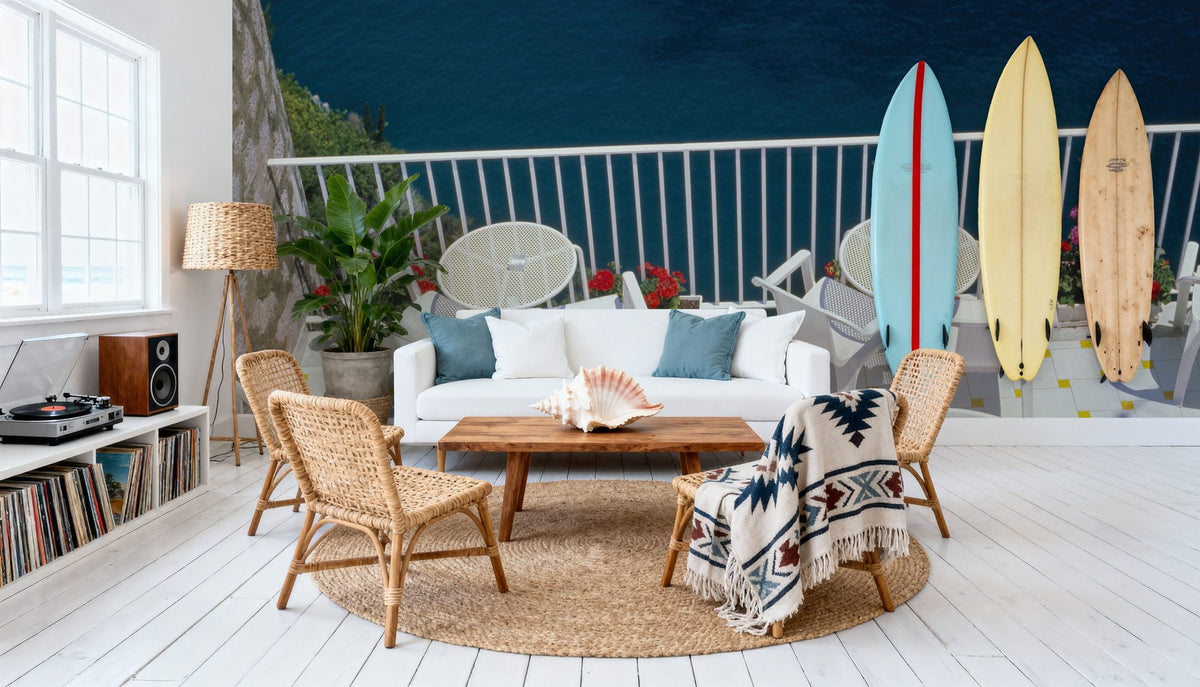 Mediterranean Ocean Terrace Mural Wallpaper - room preview 06