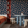 Pink Carnations in a Blue Field Mural Wallpaper - room preview 06