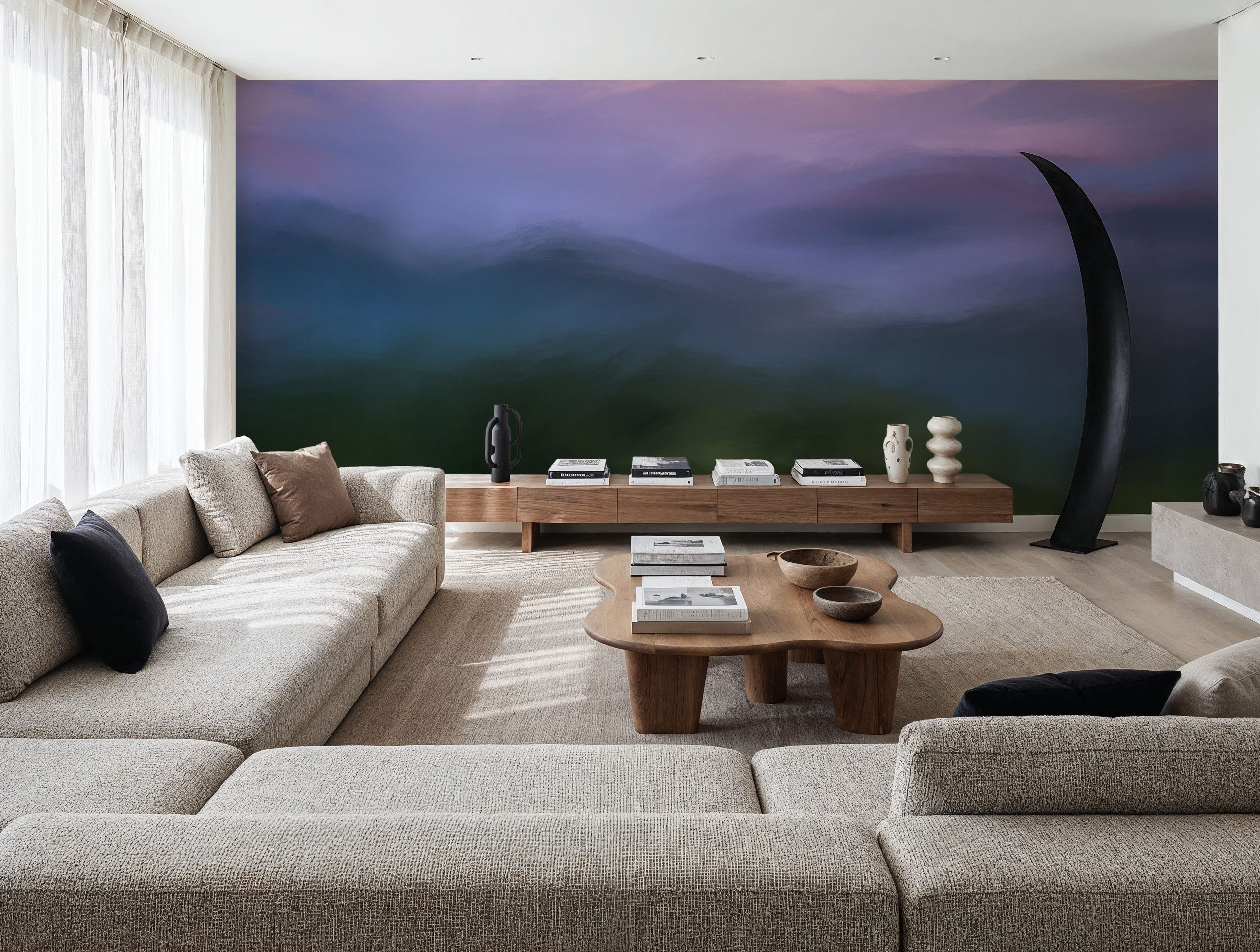 Beyond the Mountains, Purple Mural Wallpaper