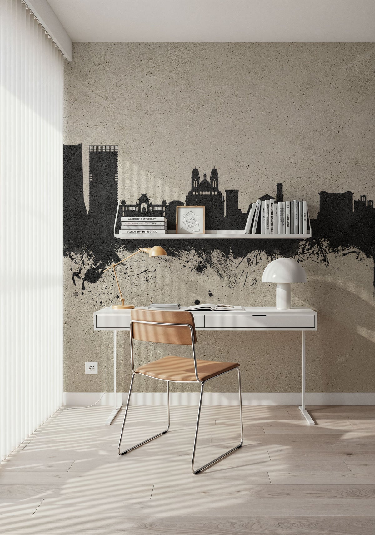 Marseille France Skyline Concrete Mural Wallpaper - room preview 06