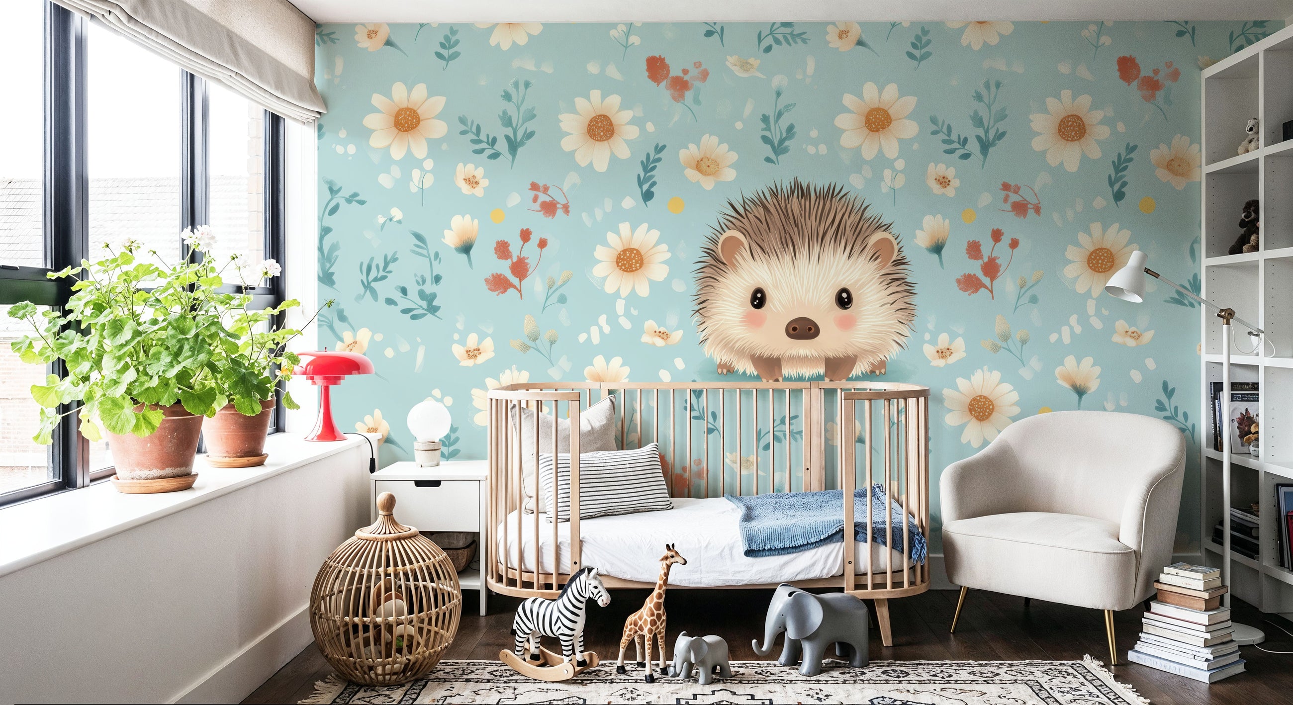 Cute Hedgehog Mural Wallpaper