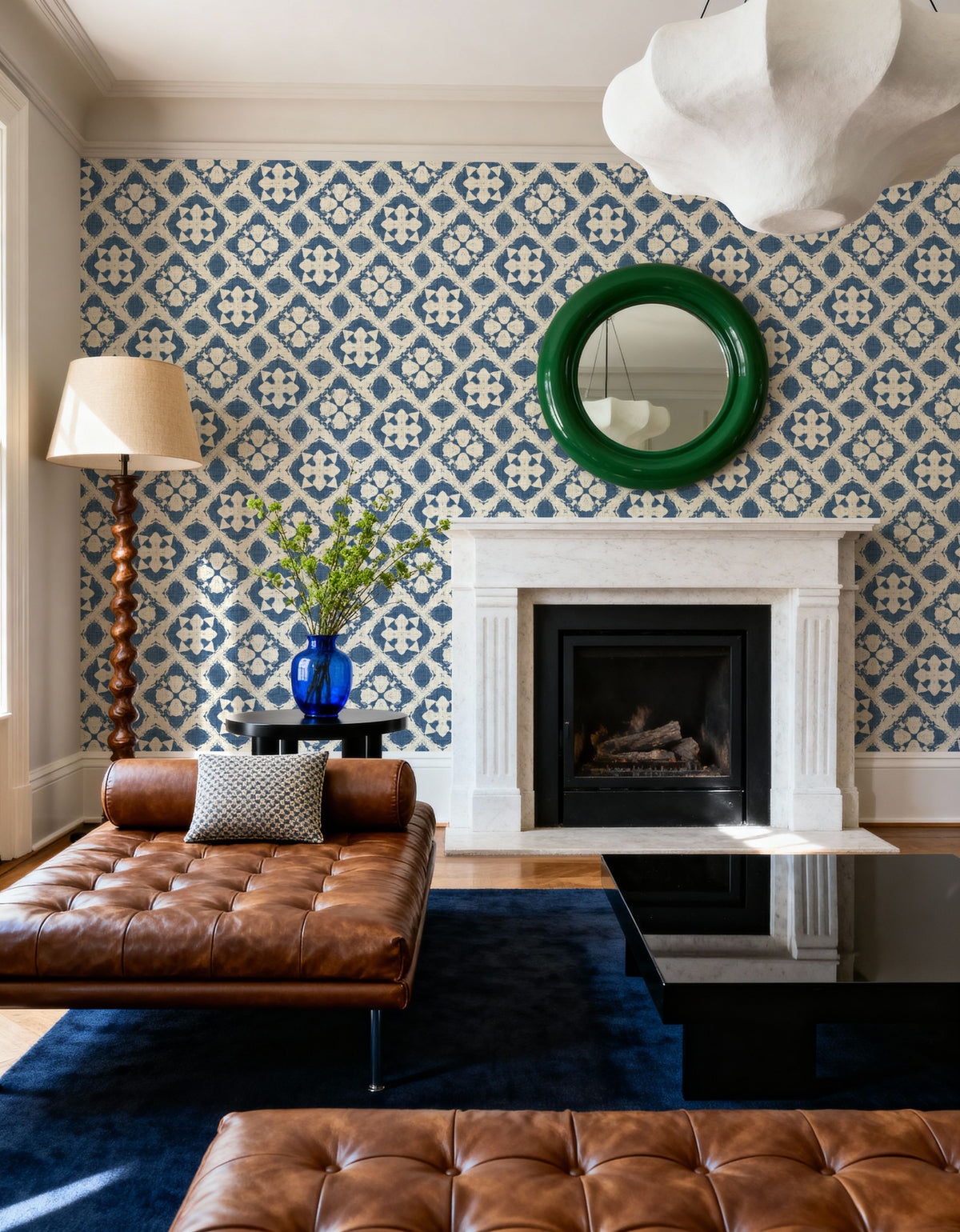 Azure Diamond Blossom Mural Wallpaper - room preview 06