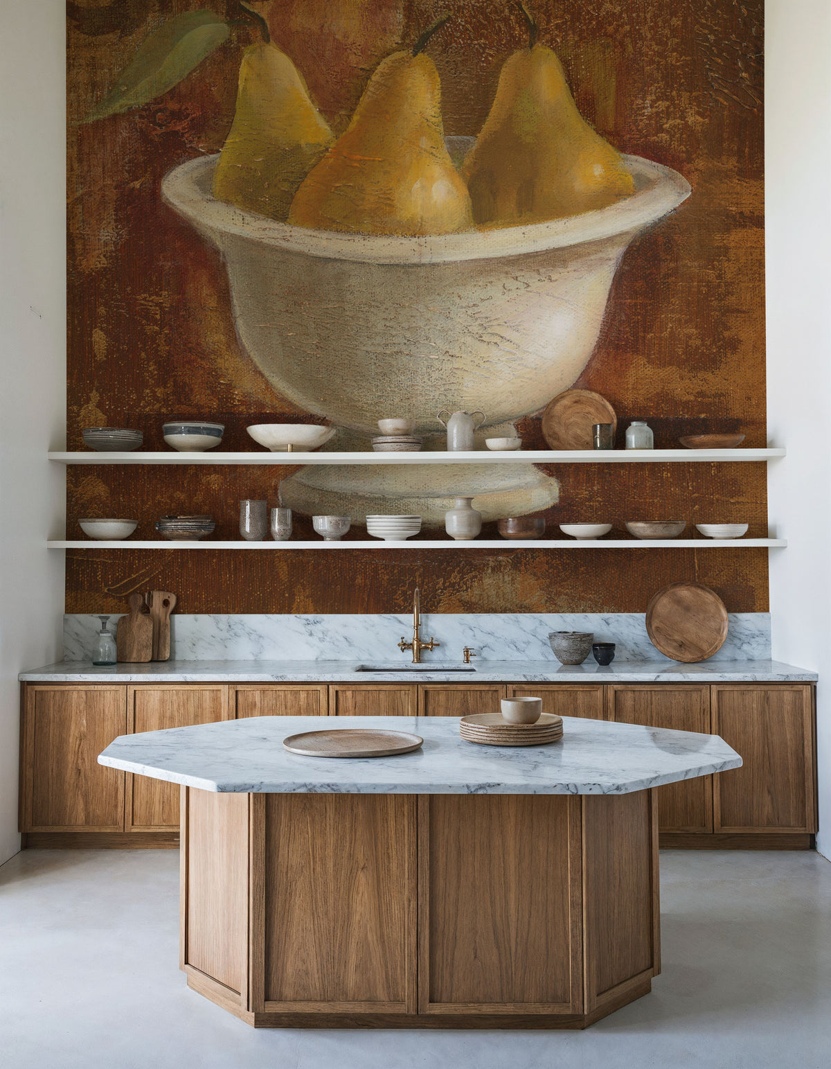 Pears in Old Bowl Mural Wallpaper - room preview 06