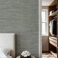 Faux Grasscloth with Visible Seams, Stone Grey Mural Wallpaper - room preview 06