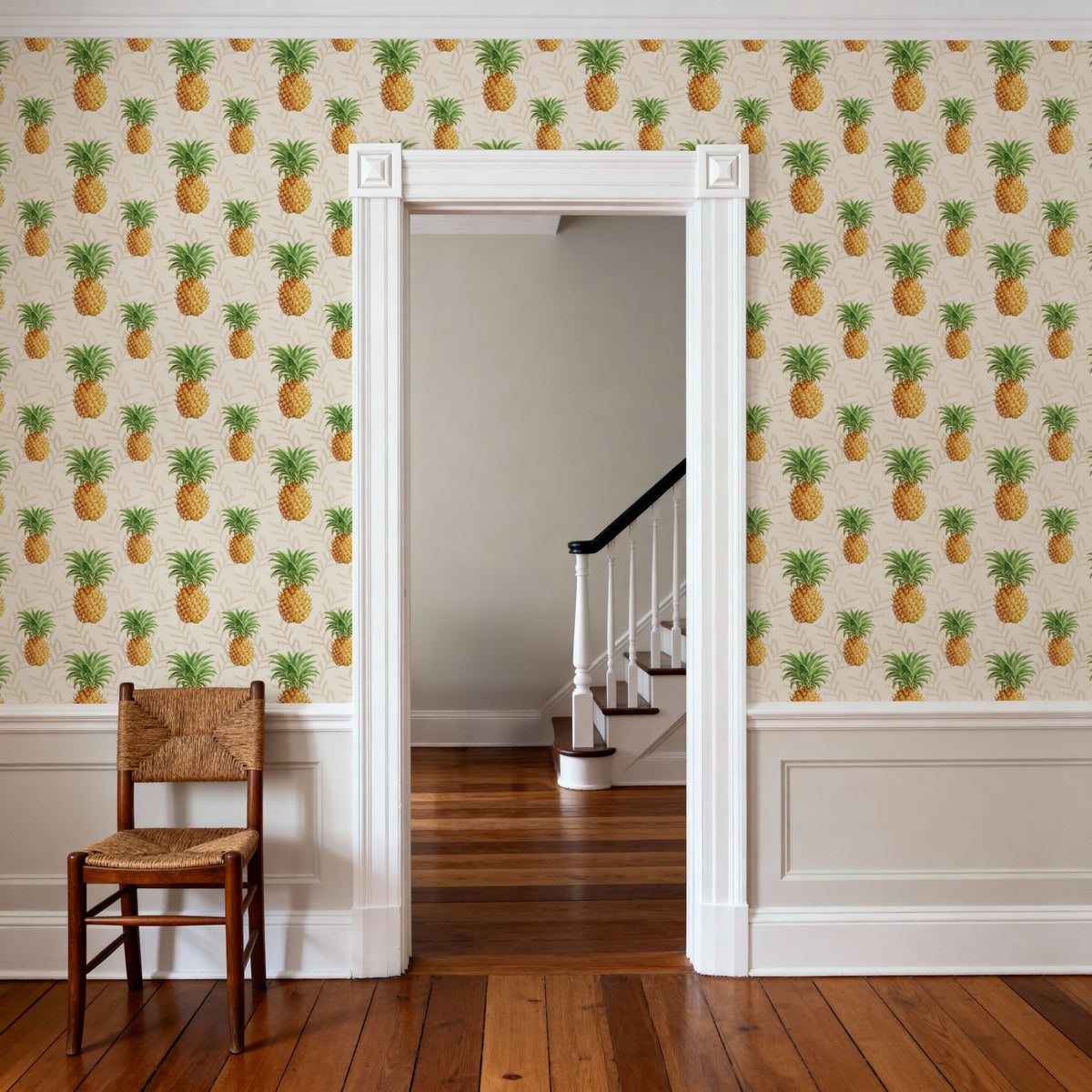 Pineapple Paradise White Mural Wallpaper - room preview 06