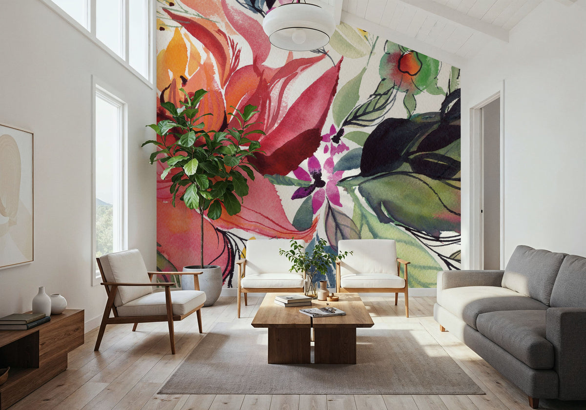Flame Floral Mural Wallpaper - room preview 06