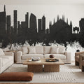 Milan Italy Skyline Black & White Mural Wallpaper - room preview 06