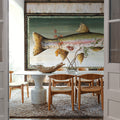Rainbow Trout Birch Border Mural Wallpaper - room preview 06