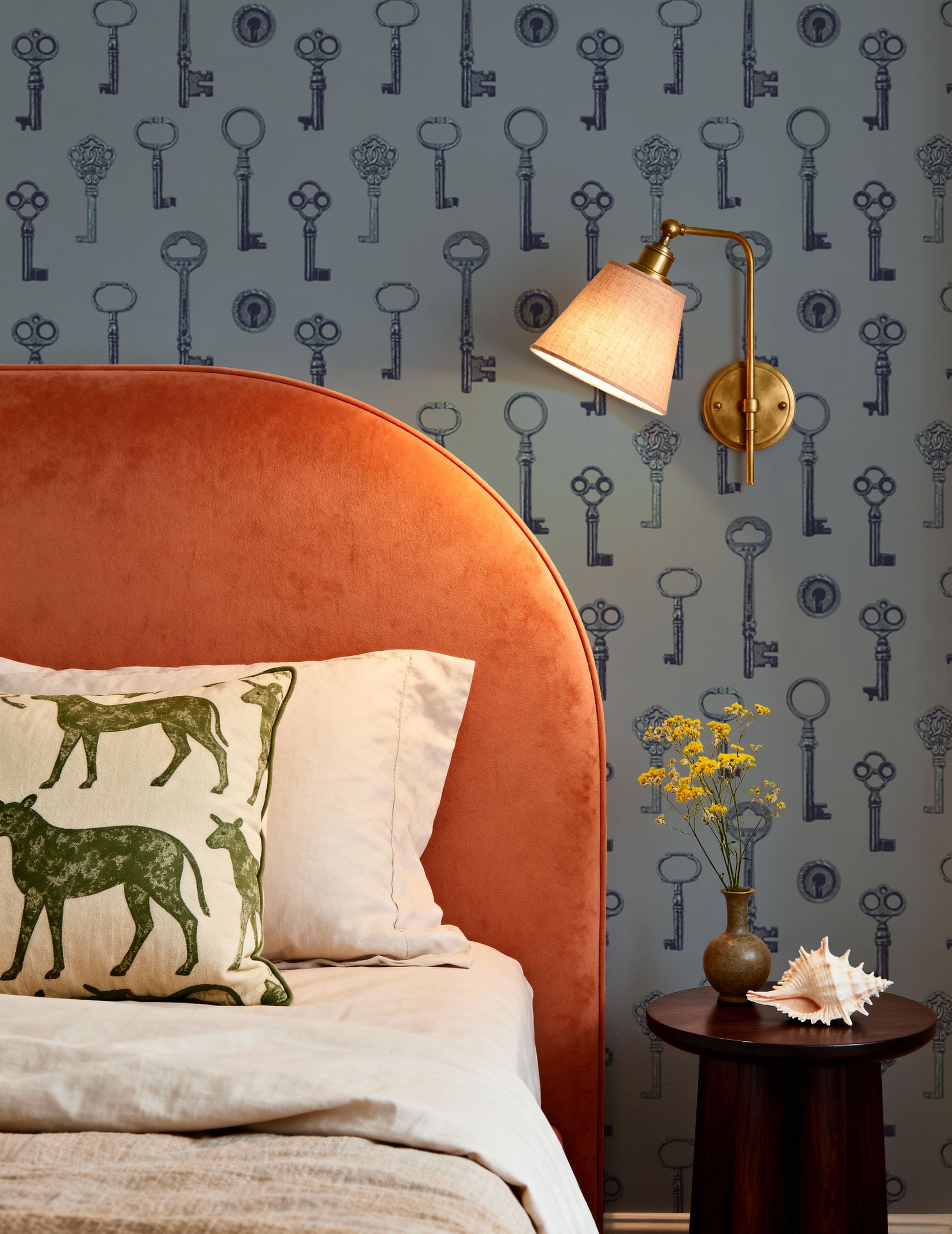 Antique Keys, French Blue Mural Wallpaper