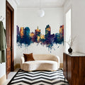 San Jose California Skyline Blue & Bronze Mural Wallpaper - room preview 06