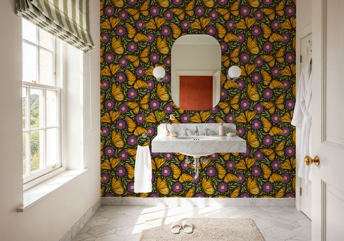 Papillion II, Purple Mural Wallpaper - room preview 06