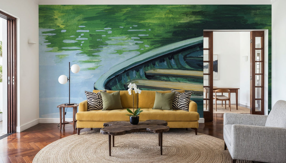Still Boat in the Lake Mural Wallpaper - room preview 06