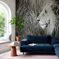 Golden Old Lion Square BW Mural Wallpaper - room preview 06