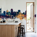 Nashville Tennessee Skyline Blue & Bronze Mural Wallpaper - room preview 06