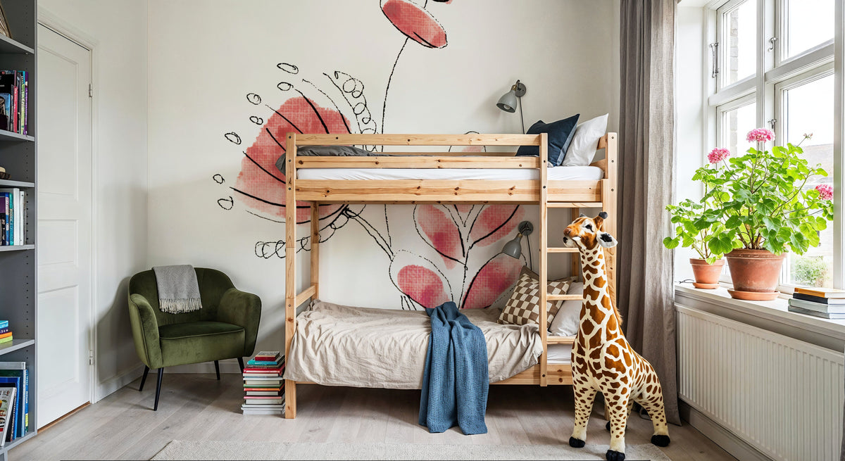 Line Flower II Mural Wallpaper - room preview 06