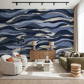 Blue Tiger Pattern Mural Wallpaper - room preview 06