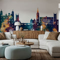 Stamford England Skyline Blue & Bronze Mural Wallpaper - room preview 06