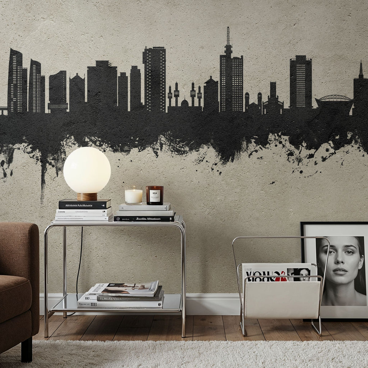 Lagos Nigeria Skyline Concrete Mural Wallpaper - room preview 06