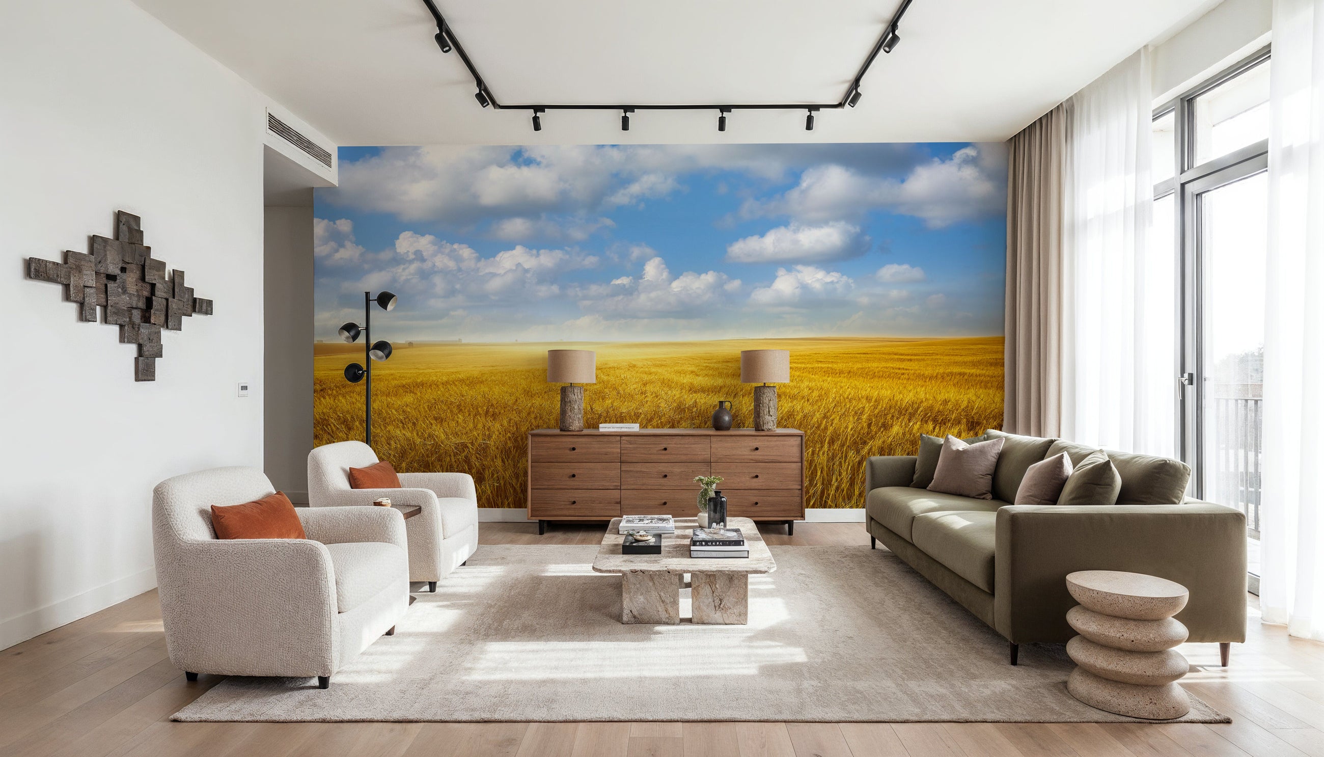 Amber Field Sky II Mural Wallpaper