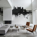 Nottingham England Skyline Black & White Mural Wallpaper - room preview 06