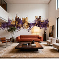 Inverness Scotland Skyline Purple & Gold Mural Wallpaper - room preview 06