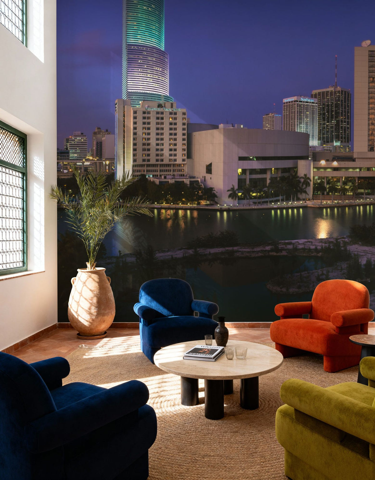 Sunset Blue Twilight Metropolis Mural Wallpaper - room preview 06