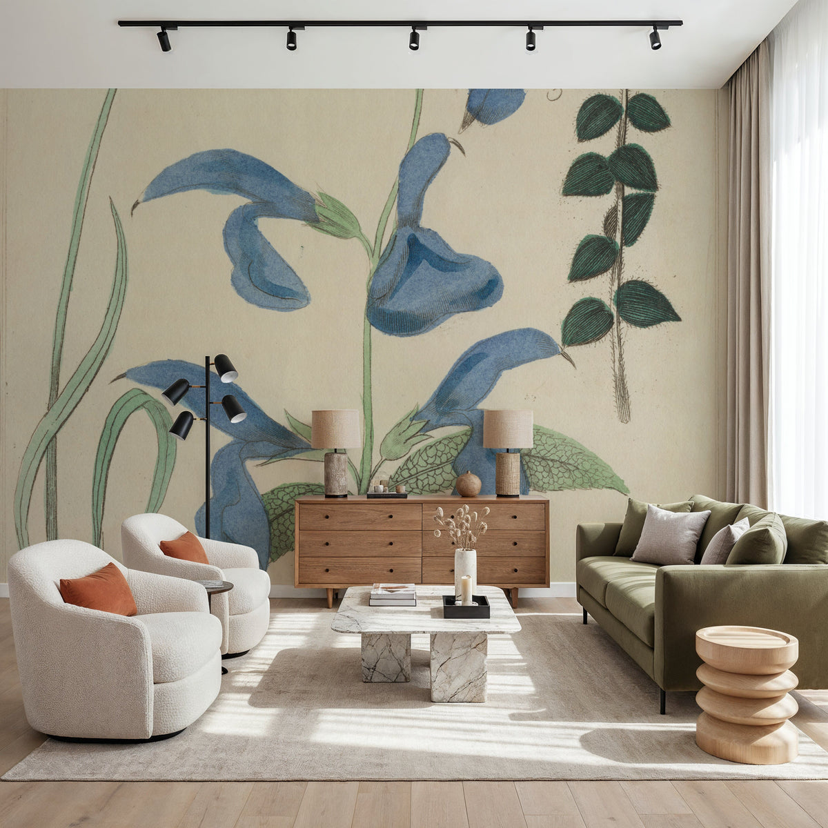 Salvia Florals II Mural Wallpaper - room preview 06