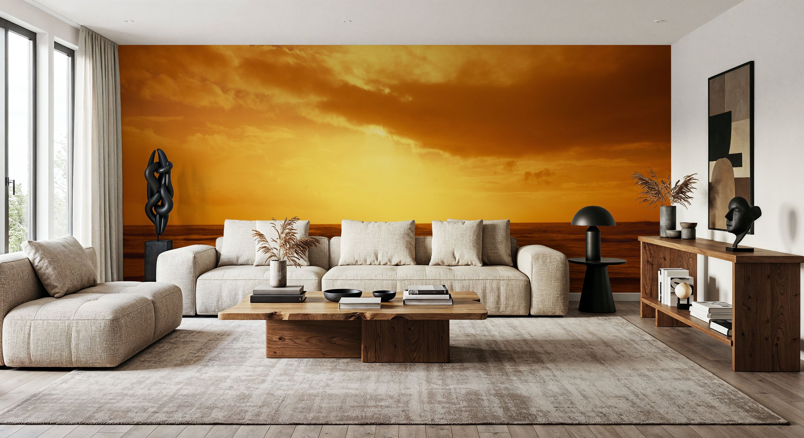 Amber Dawn Horizon Mural Wallpaper