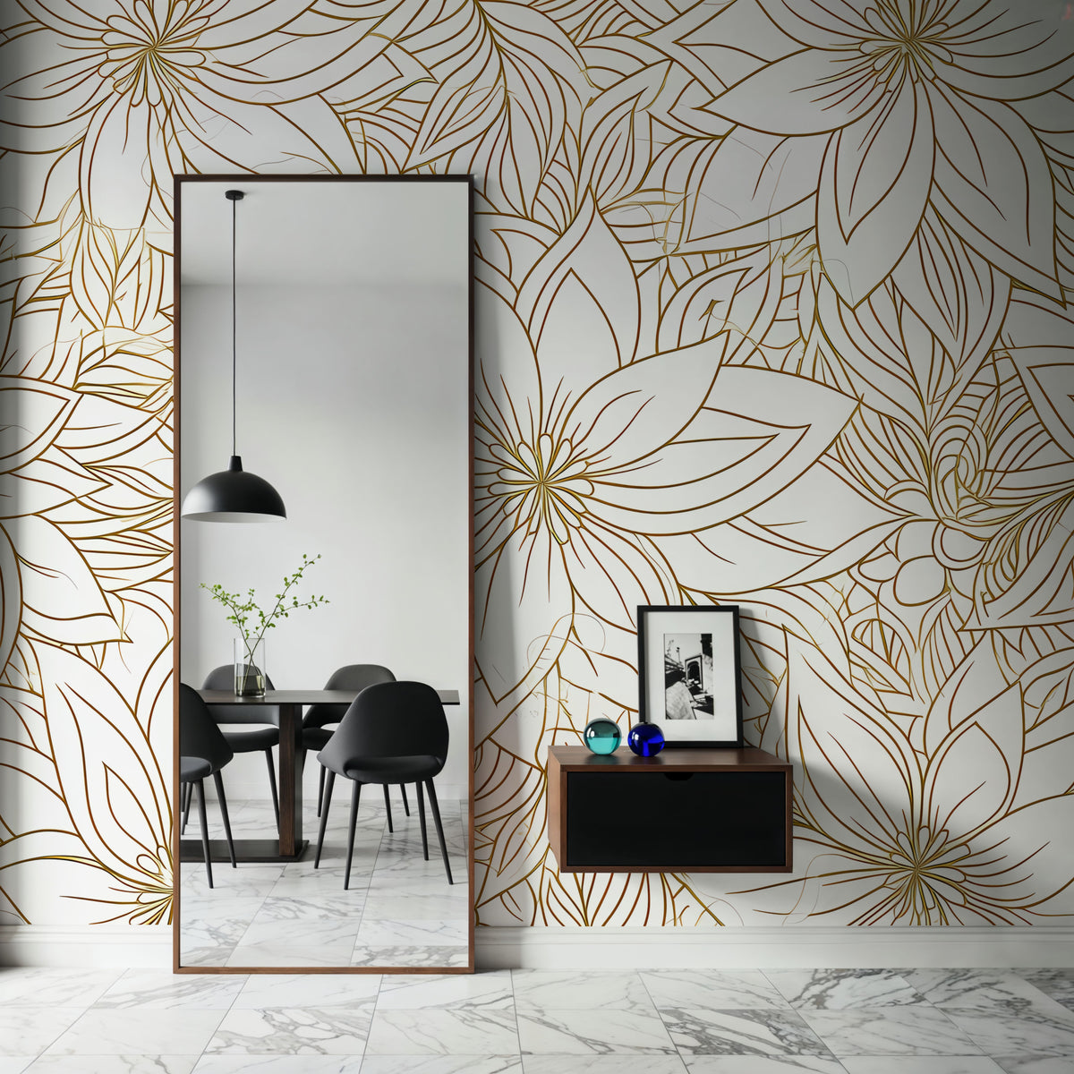 Pentaflower Mural Wallpaper - room preview 06