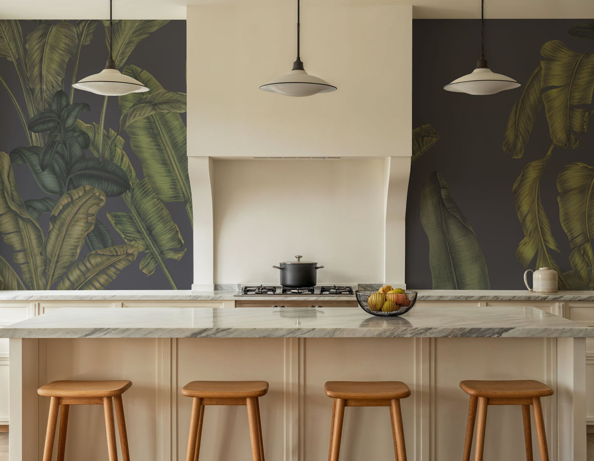 Banana Grove, Foggy Blue Mural Wallpaper - room preview 06