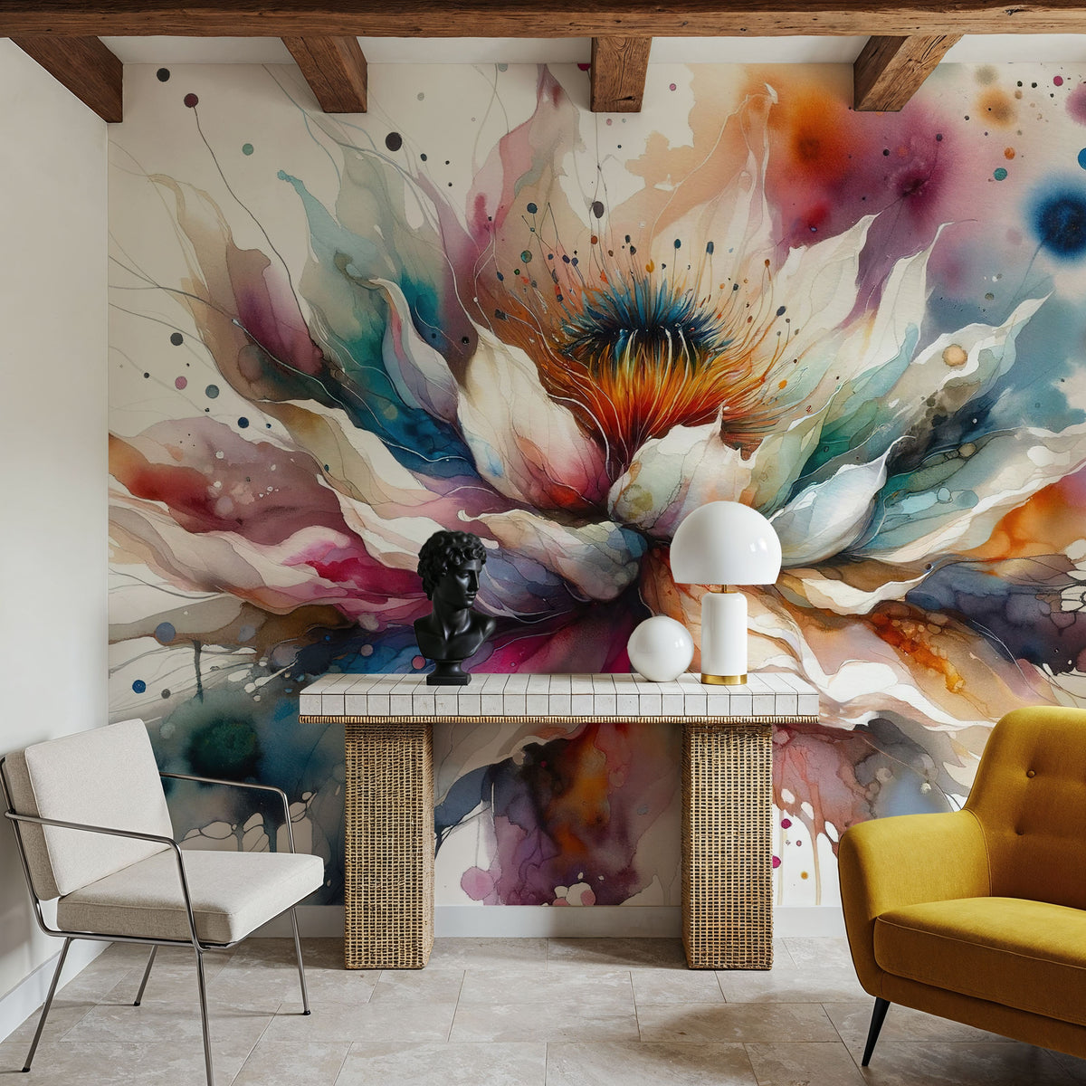 Divine Blossom's Majesty Mural Wallpaper - room preview 06