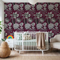 Rococo Chysatemums, Stone on Wine Mural Wallpaper - room preview 06