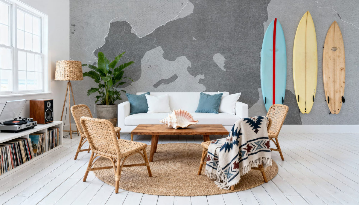 Yellowstone Lake Grey Mural Wallpaper - room preview 06