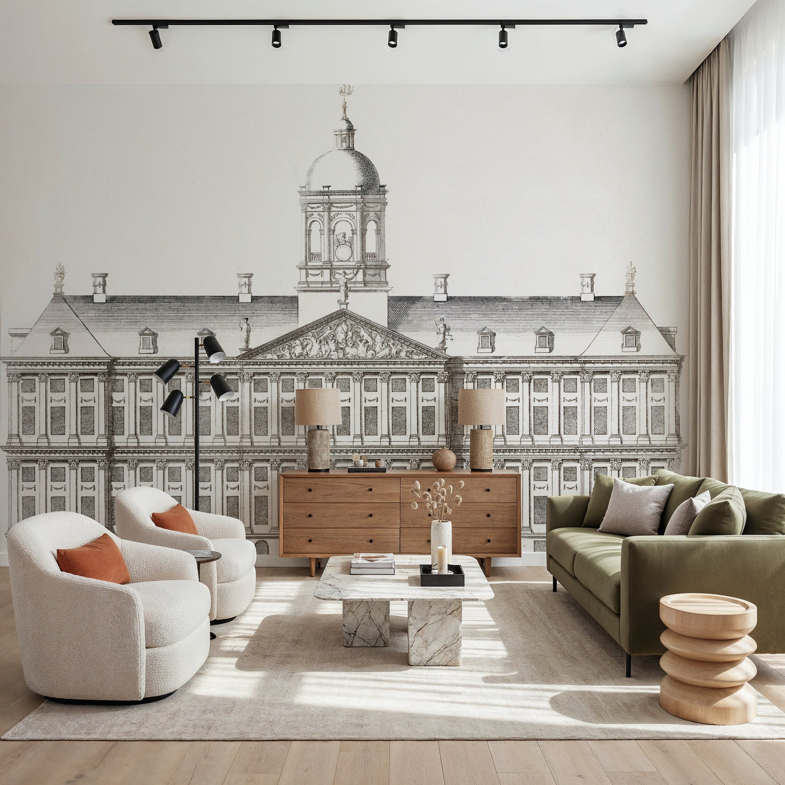 The City Hall in Amsterdam, Front Mural Wallpaper