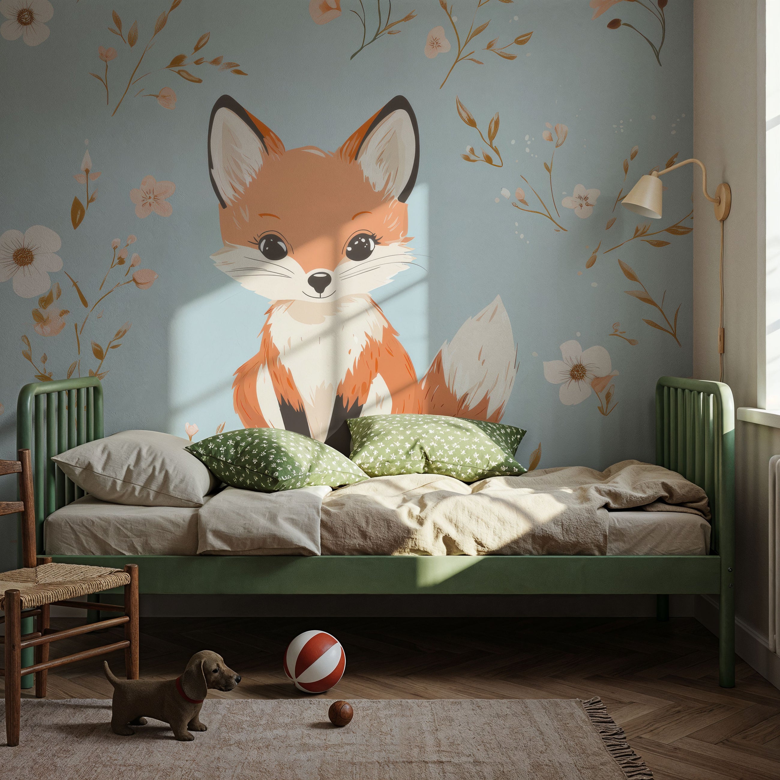 Cutesy Fox Mural Wallpaper
