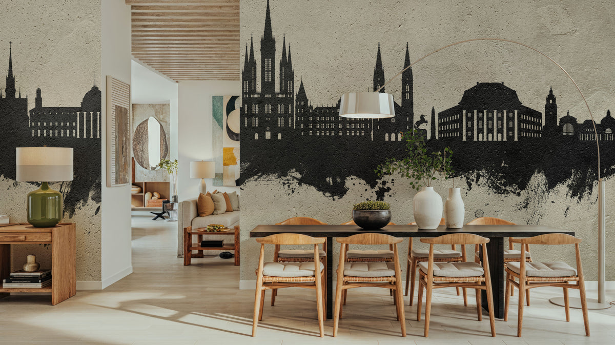 Weisbaden Germany Skyline Concrete Mural Wallpaper - room preview 06