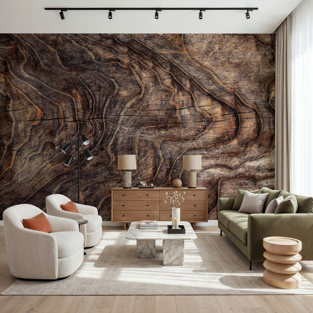 Driftwood Contours Mural Wallpaper - room preview 06
