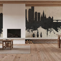 Melbourne Australia Skyline Concrete Mural Wallpaper - room preview 06