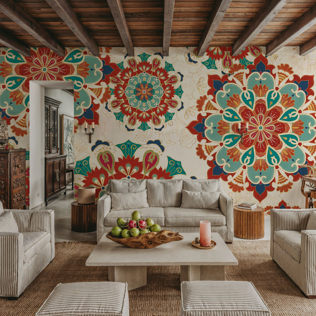 Folk Floral VIII Mural Wallpaper - room preview 06