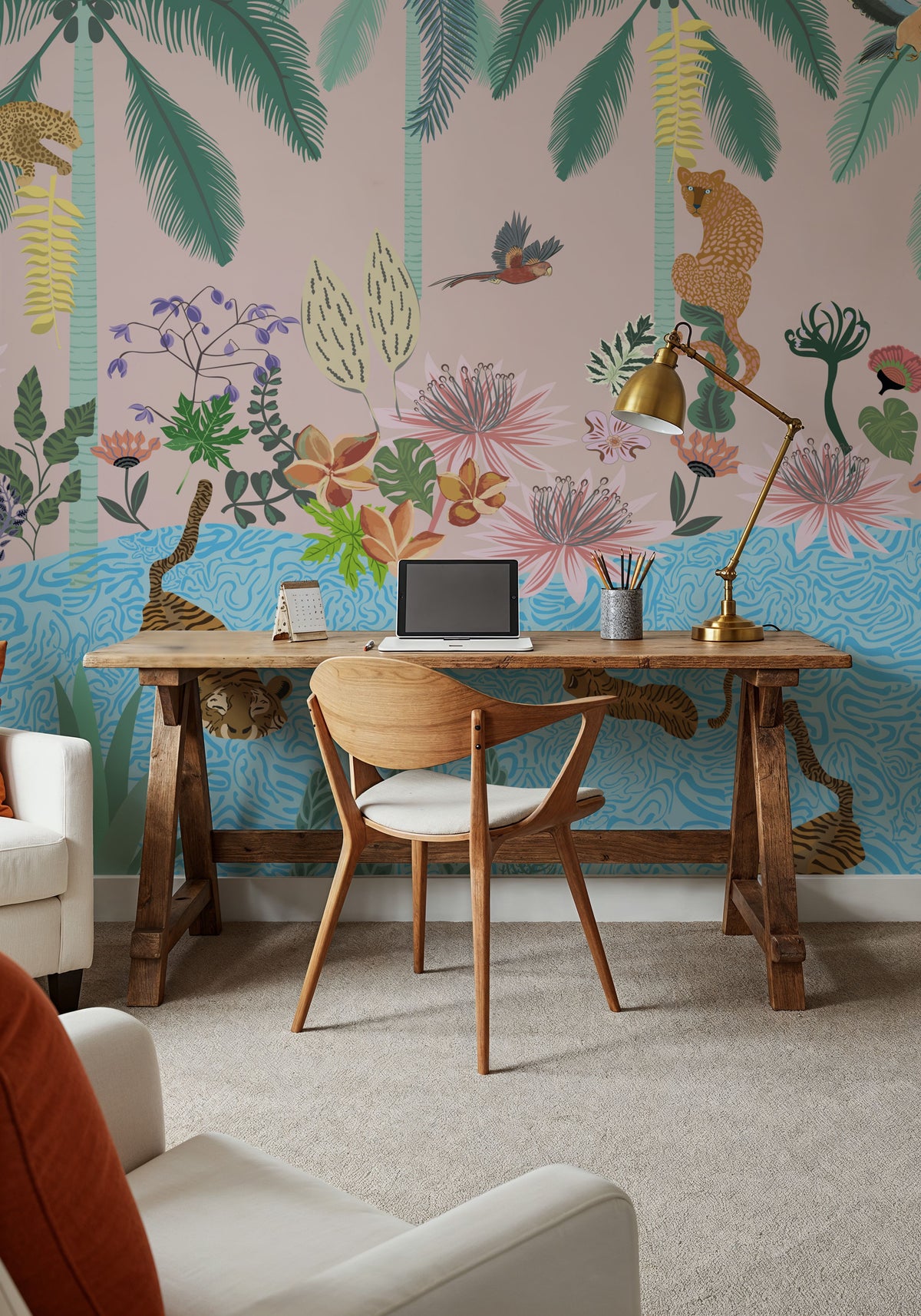 Tiger Swim Mural Wallpaper - room preview 06