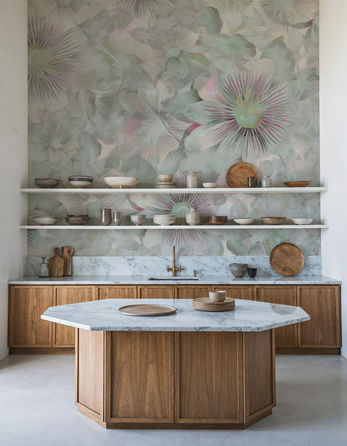 Smiling Flowers Mural Wallpaper - Neutral Tone - room preview 06