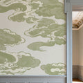 Ukiyo-e Clouds, Pistachio Mural Wallpaper - room preview 06