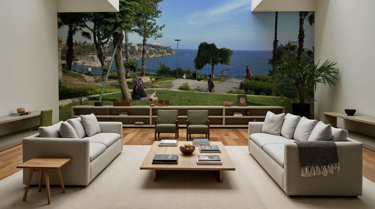 Mediterranean Coastal Viewpoint Mural Wallpaper - room preview 06