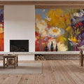 Contemporary Meadow Red Mural Wallpaper - room preview 06