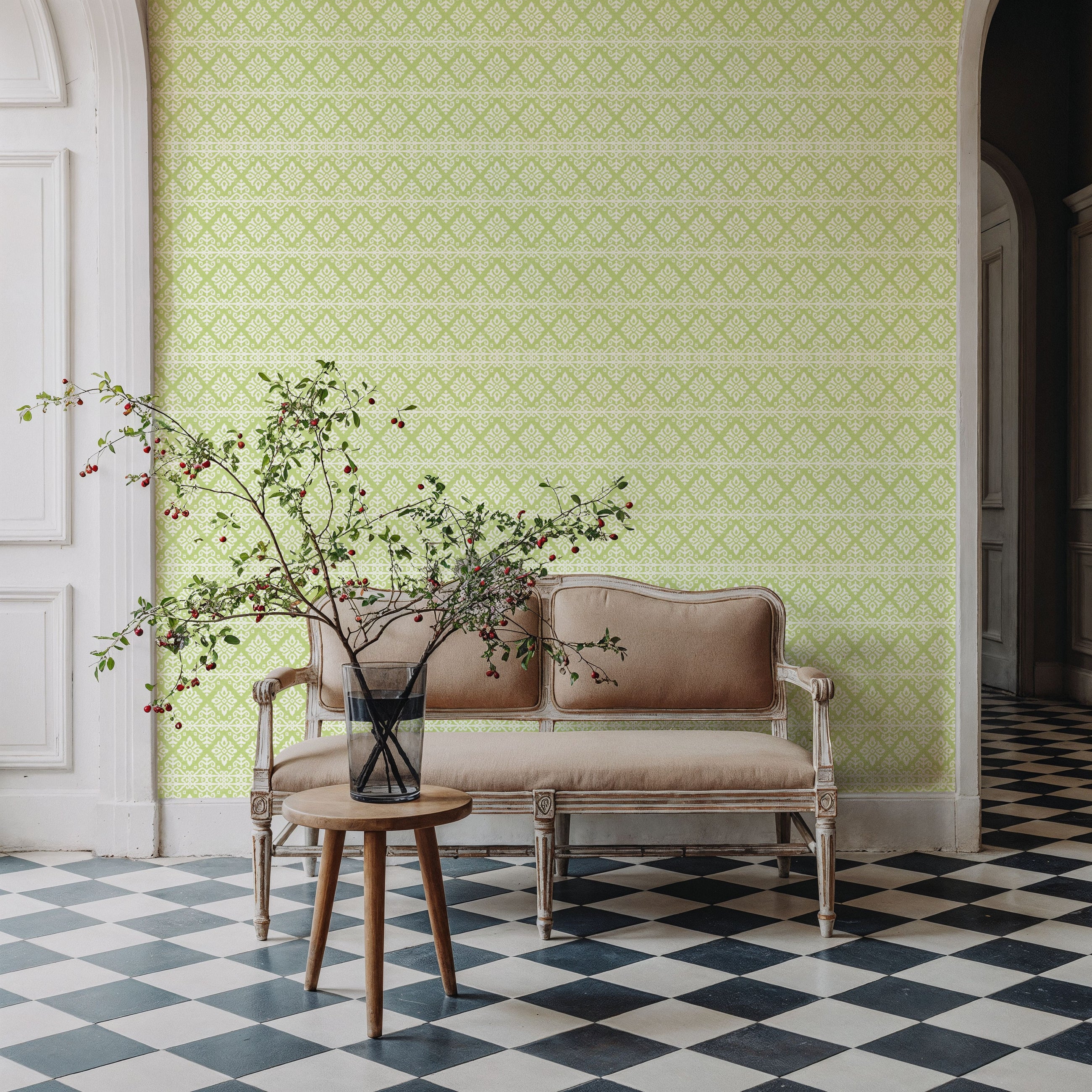 Amadora Squares Light Green Mural Wallpaper