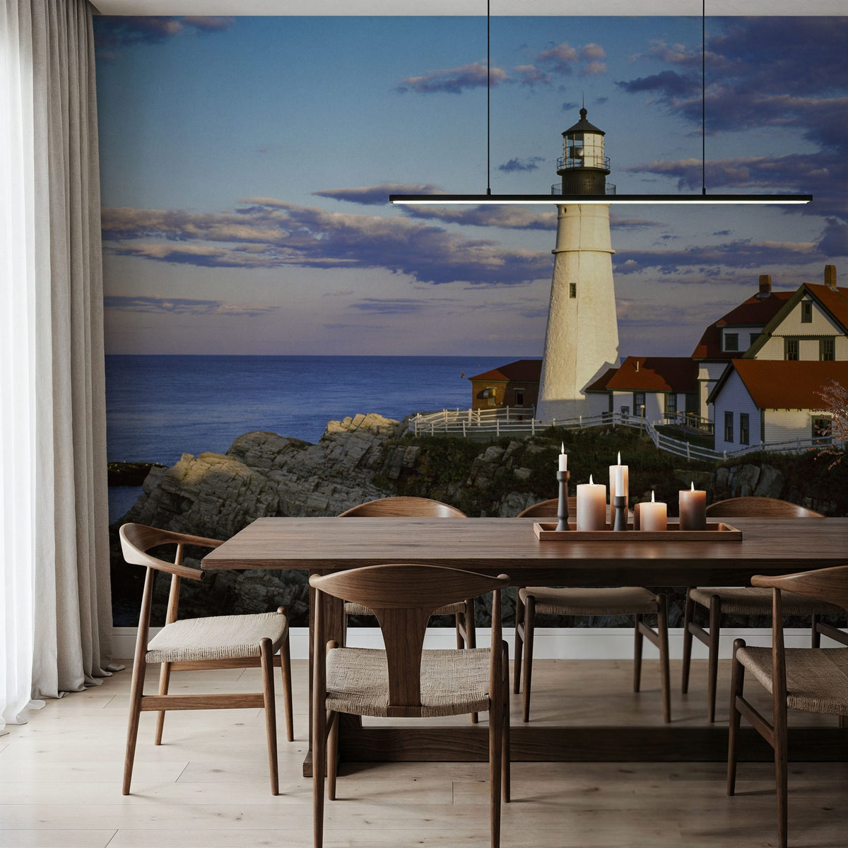 Cliffside Lighthouse Retreat Mural Wallpaper - room preview 06