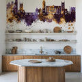 Stamford England Skyline Purple & Gold Mural Wallpaper - room preview 06