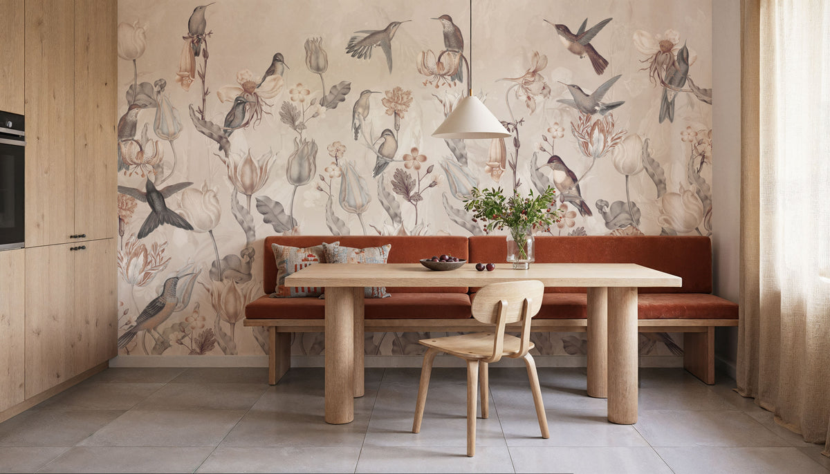 Tulips & Birds, Sand Mural Wallpaper - room preview 06