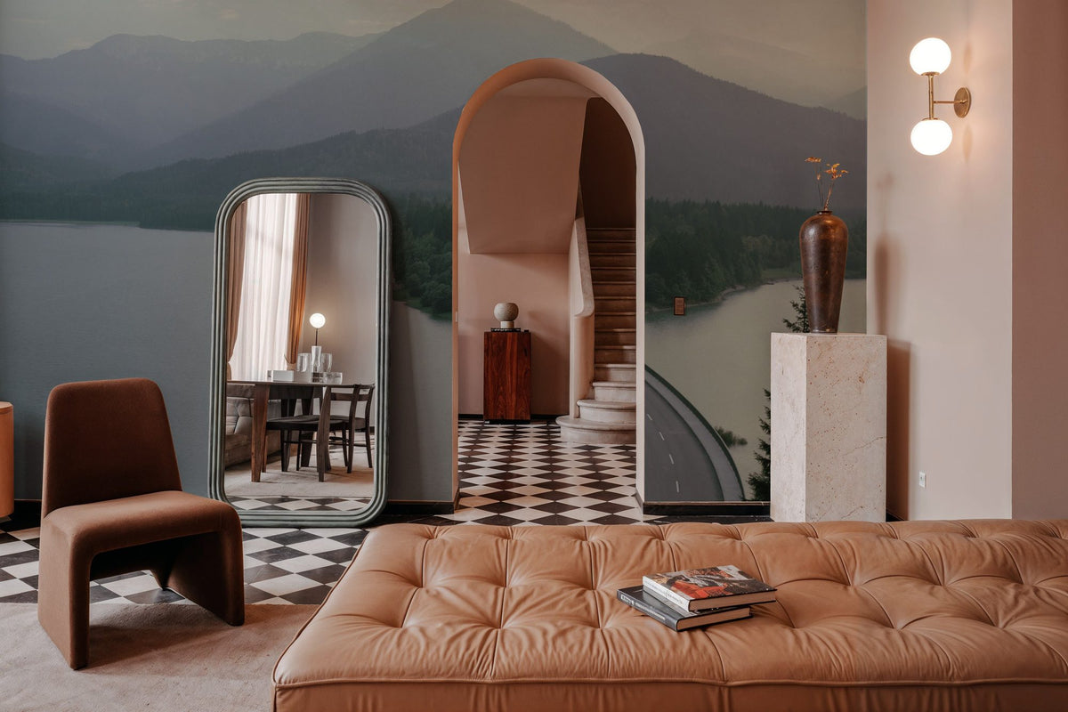Mountain Lake Crossing Mural Wallpaper - room preview 06